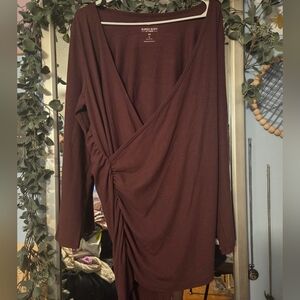 Torrid Burgundy Long Sleeve Wrap Top